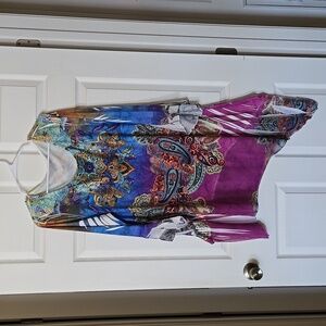 Colorful Dress/Tunic with Assymetrical Hemline Size XL